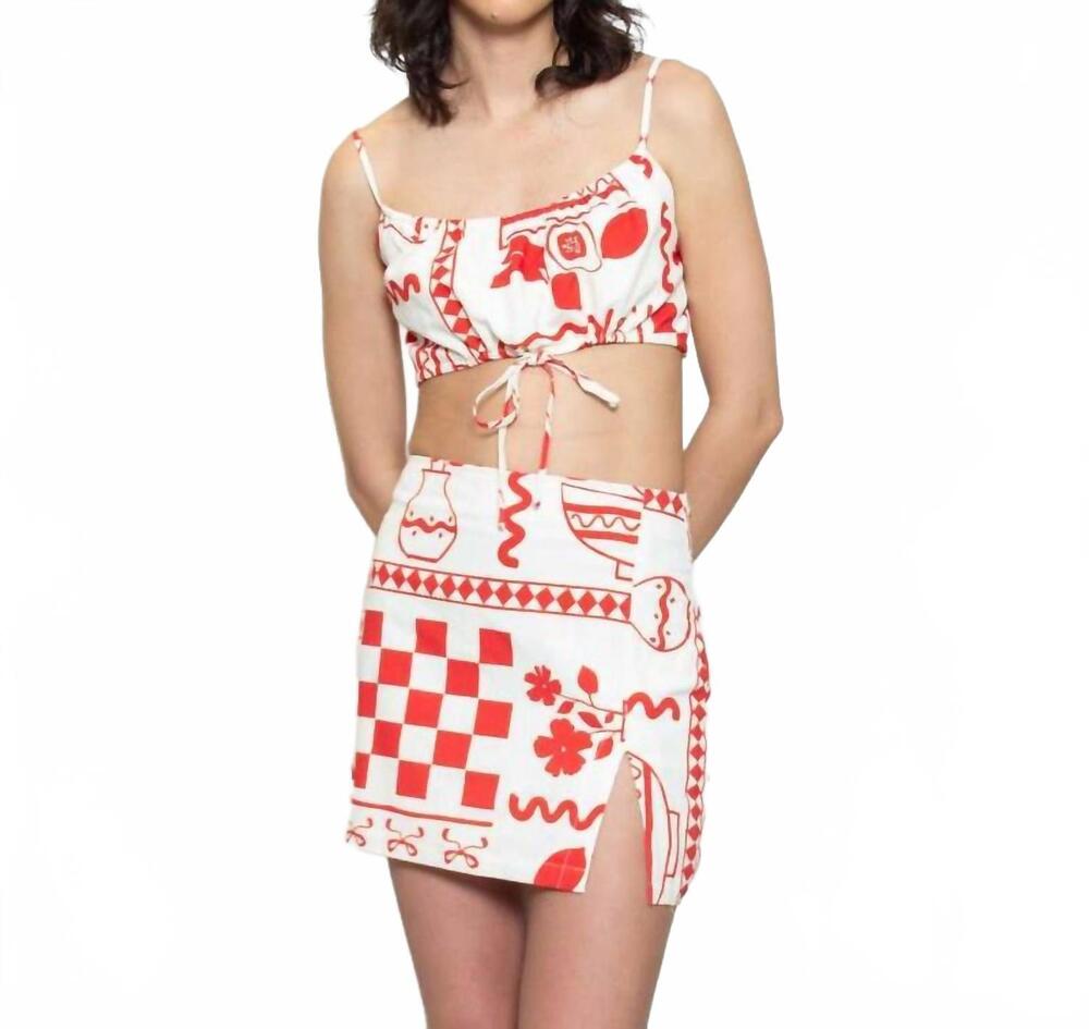 NEW BAILEY ROSE euro summer crop top in red picnic